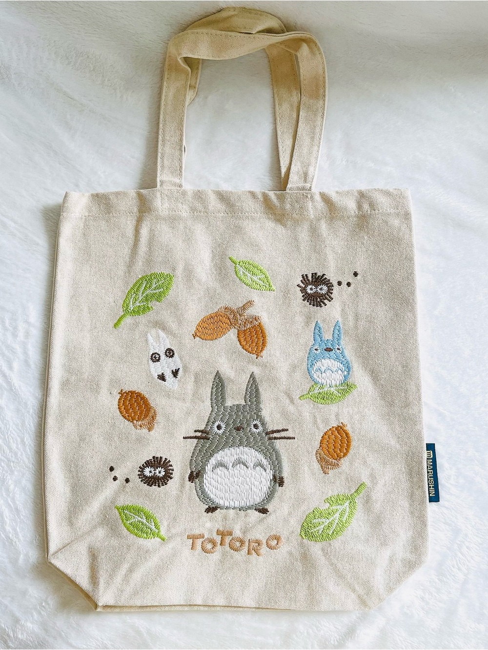 Marushin x Studio Ghibli My Neighbor Totoro Embroidery Canvas Tote Shoulder Bag